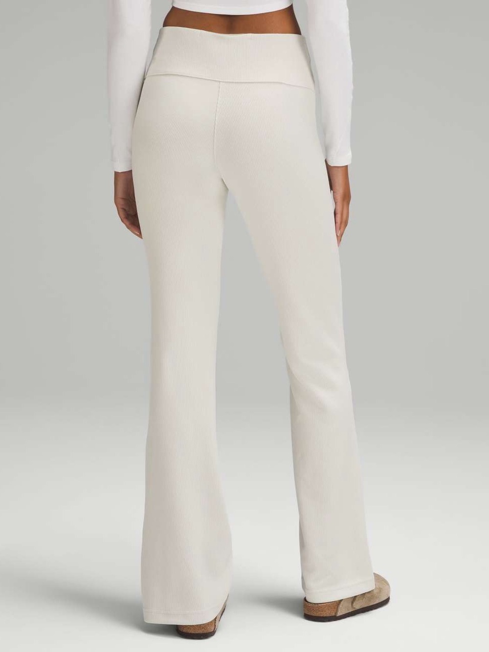 Lululemon Brushed Softstreme Ribbed Zip Flared Pant 32.5" in Bone Size 6